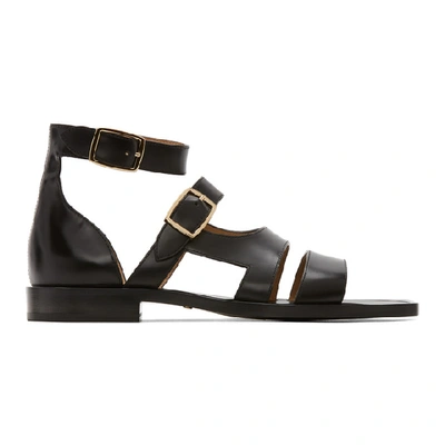 Shop Fendi Black Leather Sandals In F0qa1 Nero