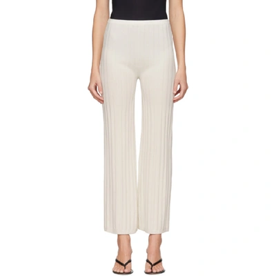 Shop Totême White Ribbed Cour Lounge Pants In 160 Ivory