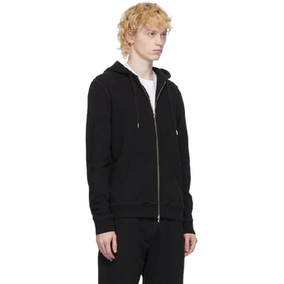 Shop Sunspel Black Loopback Zip-up Hoodie