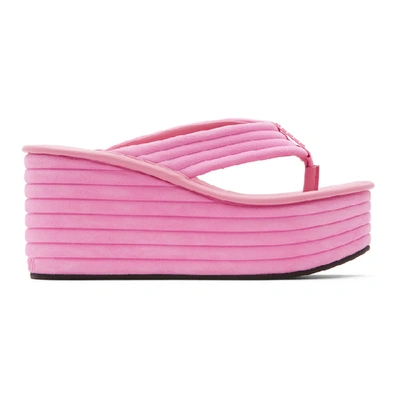 Shop Fendi Pink Suede Promenade Sandals In F0xa3 Pink