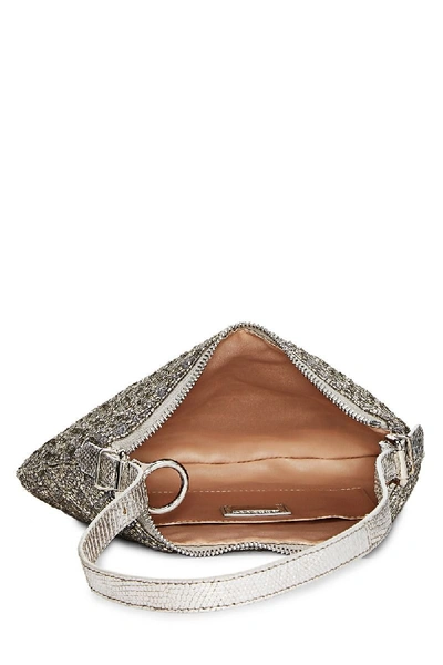 Pre-owned Fendi Silver Beaded Oyster Bag