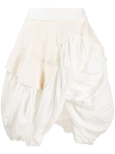 Shop Comme Des Garçons Asymmetric Ruffled Parachute Skirt In White