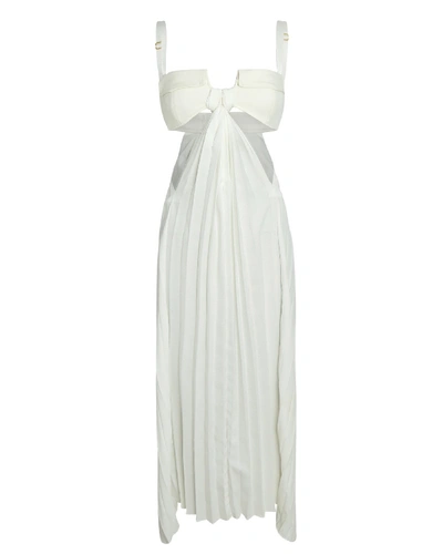 Shop Dion Lee Pocket Bra Pleated Midi Dress In Ivory