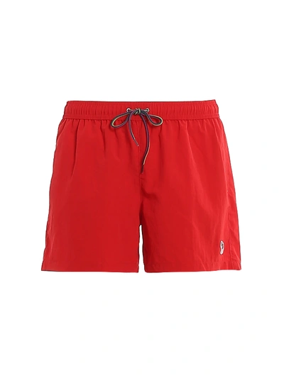Shop Paul Smith Zebra Patch Swim Shorts In Red