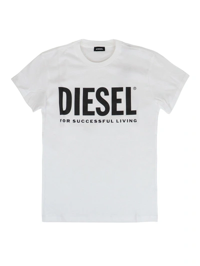 Shop Diesel Tjustlogo T-shirt In White