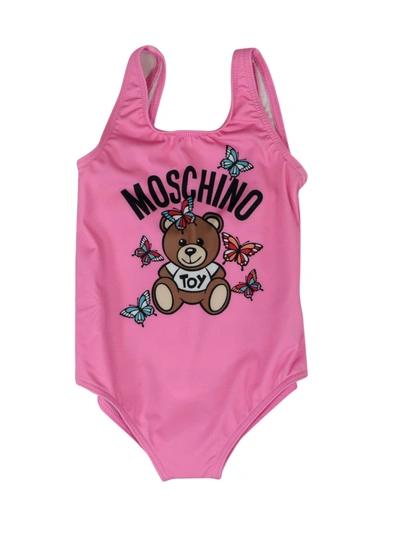 Shop Moschino Butterflies Teddy Bear Swimsuit In Pink