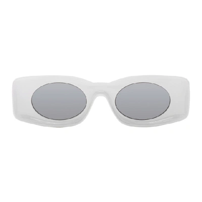 Shop Loewe White Paulas Ibiza Square Sunglasses In 21c White