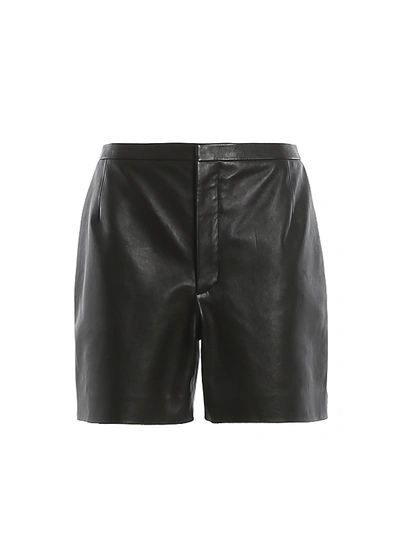 Shop Saint Laurent Real Leather Skirt In Black