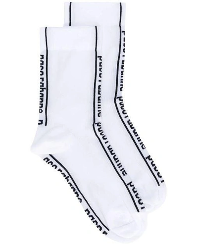 Shop Paco Rabanne Logo Detail Socks In White
