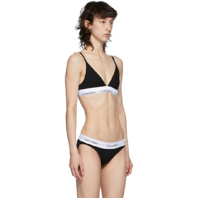 Shop Calvin Klein Underwear Black And White Modern Triangle Bralette In 001 Black