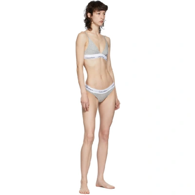 Shop Calvin Klein Underwear Grey And White Modern Triangle Bralette In 020 Heather