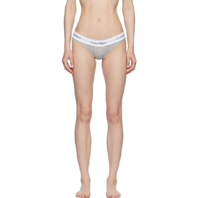 Shop Calvin Klein Underwear Grey And White Modern Bikini Briefs In 020 Heather