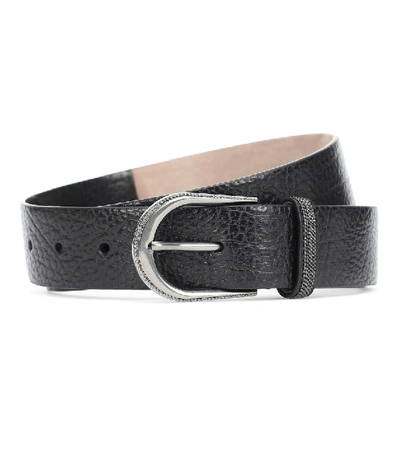 Shop Brunello Cucinelli Embellished Leather Belt In Black