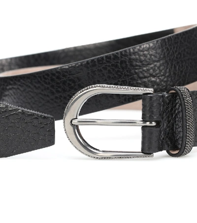 Shop Brunello Cucinelli Embellished Leather Belt In Black