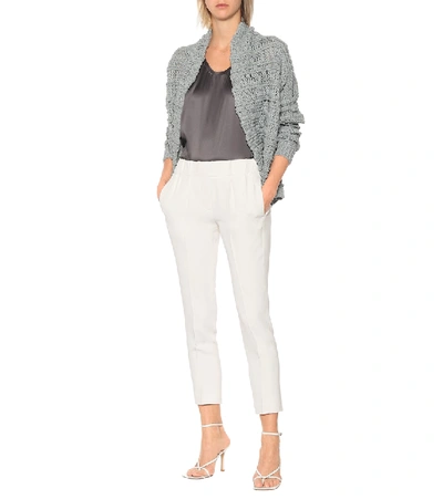 Brunello Cucinelli Stretch Silk Satin Top In Grey