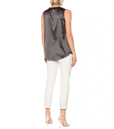 Brunello Cucinelli Stretch Silk Satin Top In Grey
