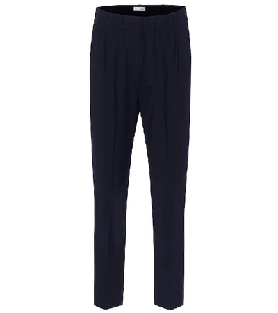 Shop Brunello Cucinelli High-rise Wool-blend Slim Pants In Blue