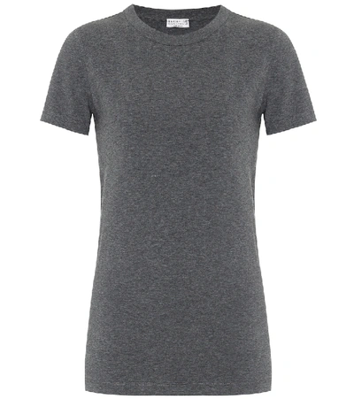 Shop Brunello Cucinelli Stretch-cotton T-shirt In Grey