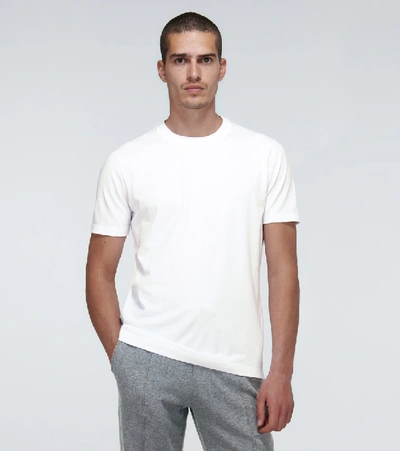 Shop Brunello Cucinelli Crewneck Contrast Collar T-shirt In White