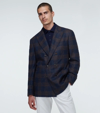 Shop Brunello Cucinelli Double-breasted Blazer In Blue