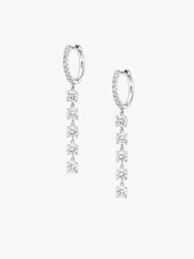 Shop Anita Ko 18k White Gold Diamond Drop Huggie Hoop Earrings In Silver