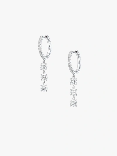 Shop Anita Ko 18k White Gold Diamond Drop Huggie Hoop Earrings In Silver