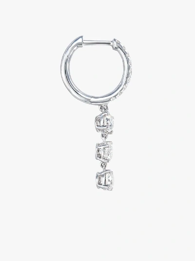 Shop Anita Ko 18k White Gold Diamond Drop Huggie Hoop Earrings In Silver