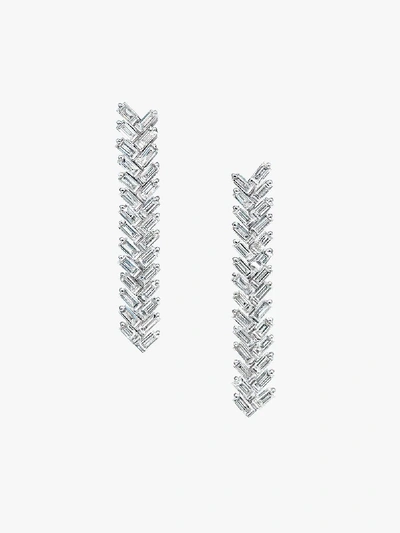 Shop Anita Ko 18k White Gold Zipper Diamond Drop Earrings In Silver