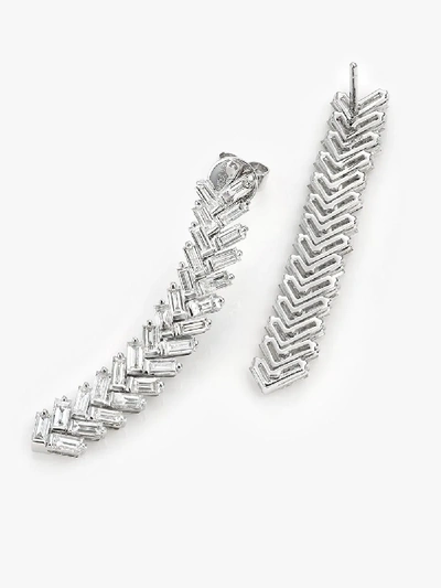 Shop Anita Ko 18k White Gold Zipper Diamond Drop Earrings In Silver