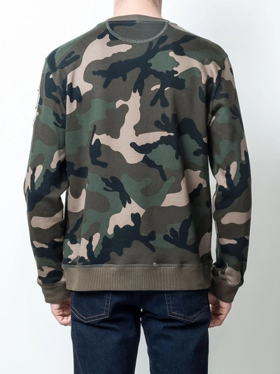 Shop Valentino Logo Patch Camouflage Sweatshirt