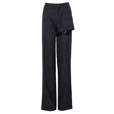 Shop Nafsika Skourti Naughty Cut-out Wool-blend Trousers In Navy