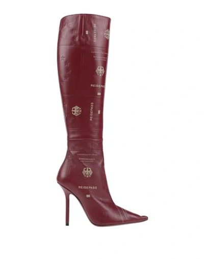 Shop Vetements Knee Boots In Maroon