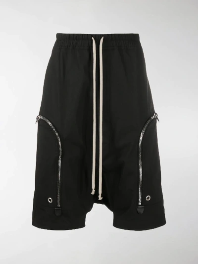 Shop Rick Owens Dropped-crotch Zip-pocket Shorts In Black