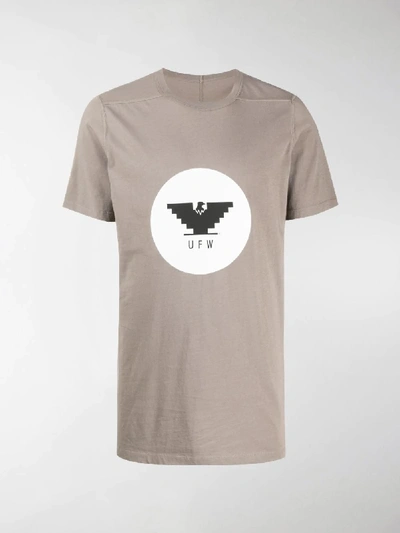 Shop Rick Owens Level Eagle-print Cotton T-shirt In Grey