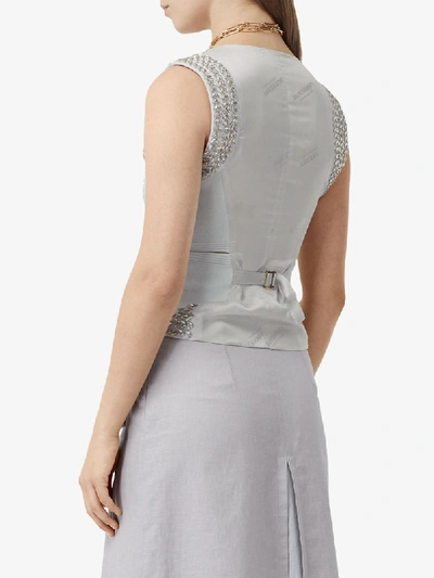 Shop Burberry Crystal-embellished Waistcoat In Grey