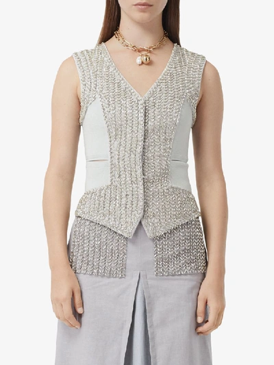 Shop Burberry Crystal-embellished Waistcoat In Grey