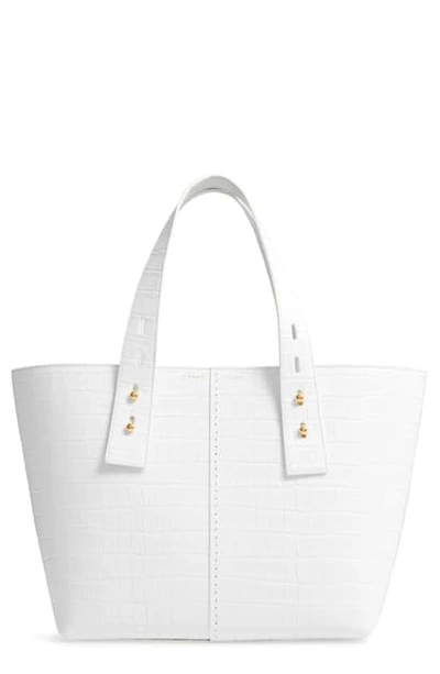 Shop Frame Les Second Medium Embossed Leather Tote In Blanc Croco