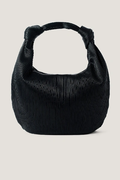 Shop Na-kd Striped Embossed Knot Hobo Bag Black