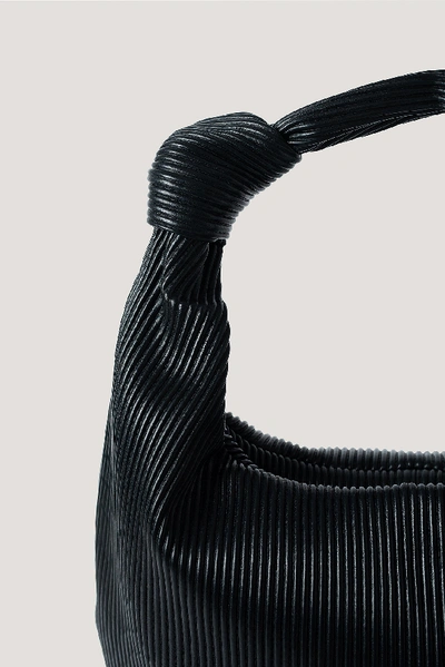 Shop Na-kd Striped Embossed Knot Hobo Bag Black