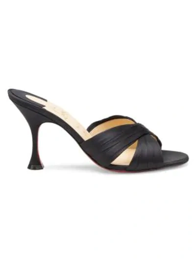 Shop Christian Louboutin Nicol Is Back Satin Mules In Black