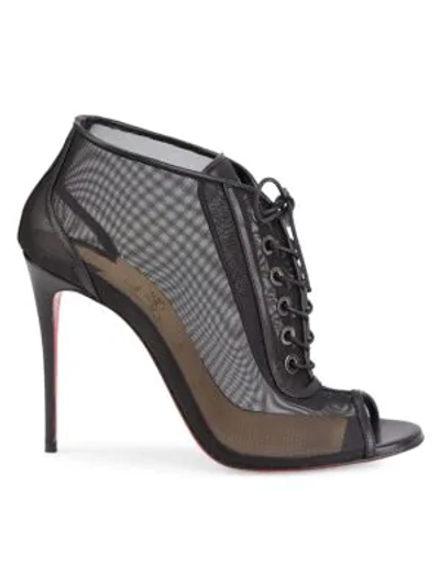 Shop Christian Louboutin Ondessa Open Lace-up Heeled Booties In Black