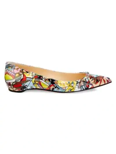Shop Christian Louboutin Anjalina Studded Patent Leather Ballet Flats In Multi Silver