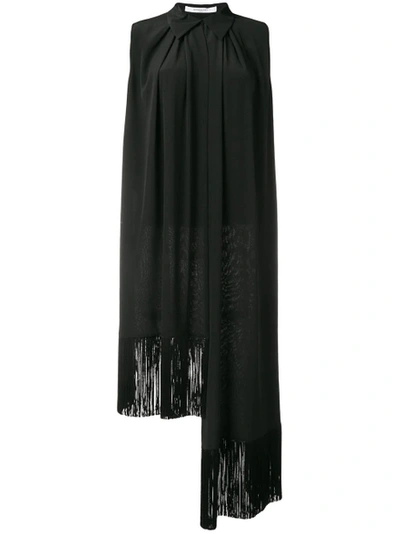 Shop Givenchy Asymmetric Fringe Trim Blouse Black