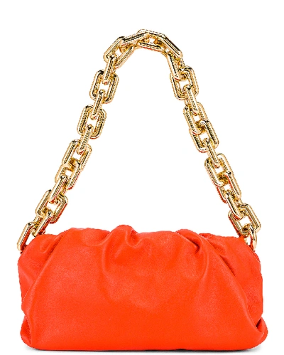 Shop Bottega Veneta The Chain Pouch Bag In Orange & Gold