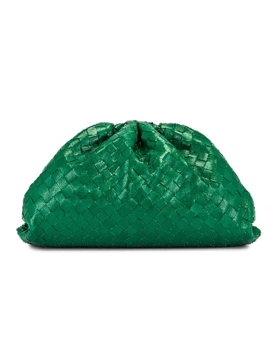 Shop Bottega Veneta The Pouch Clutch In Racing Green & Gold