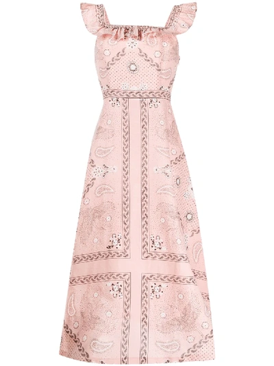 Shop Sandro Gale Ruffled Trim Dress In Pink