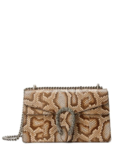 Shop Gucci Dionysus Python Shoulder Bag In Brown