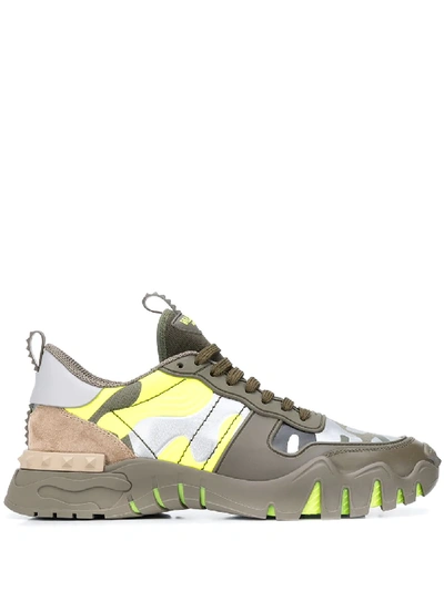 Shop Valentino Camouflage Rockrunner Plus Sneakers In Green