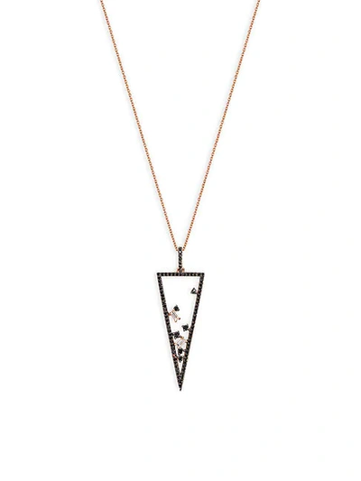 Shop Saks Fifth Avenue 14k Rose Gold, Black Diamond & White Diamond Pendant Necklace