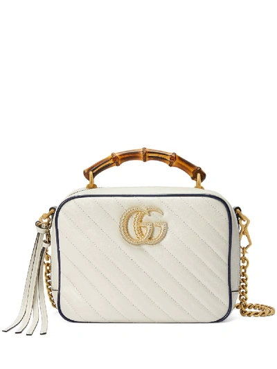 Shop Gucci Gg Marmont Leather Small Shoulder Bag In White